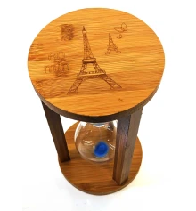 Часы песочные бамбуковые 60 мин синий песок (19×11×11 см) купить в интернет магазине подарков ПраздникШоп