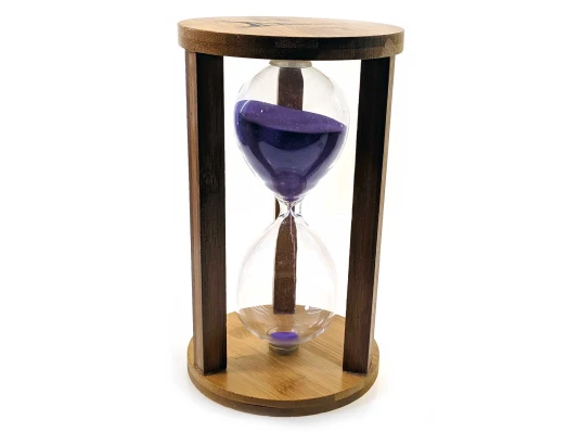 Часы песочные бамбуковые 60 мин фиолетовый песок (19×11×11 см) купить в интернет магазине подарков ПраздникШоп