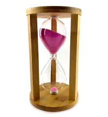 Часы песочные бамбуковые 60 мин розовый песок (19×11×11 см) купить в интернет магазине подарков ПраздникШоп