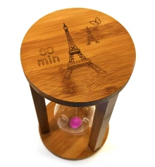 Часы песочные бамбуковые 60 мин розовый песок (19×11×11 см) купить в интернет магазине подарков ПраздникШоп