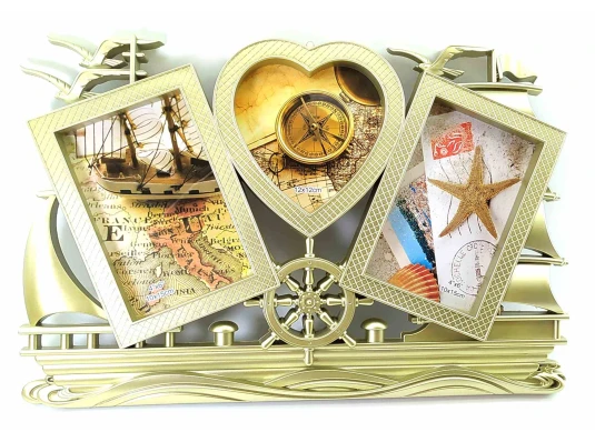 Фоторамка «Морская» на 3 фото (фото 10×15 см 12×12 см) (39×26×2 см) купить в интернет магазине подарков ПраздникШоп