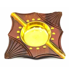 Пепельница из розового дерево с бронзовыми вставками (11×11×3 см) купить в интернет магазине подарков ПраздникШоп