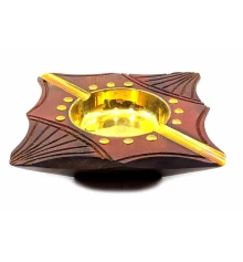 Пепельница из розового дерево с бронзовыми вставками (11×11×3 см) купить в интернет магазине подарков ПраздникШоп