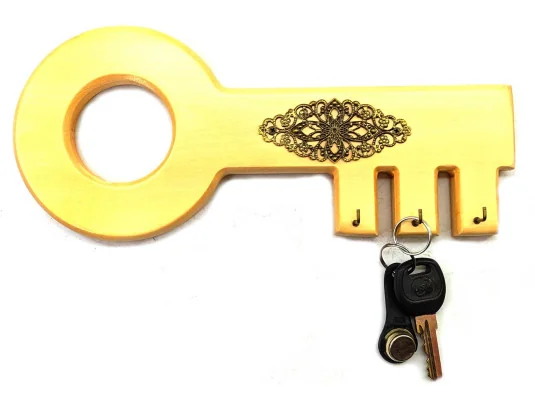 Ключница «Ключик» деревянная (27×12×2 см) массив дерева купить в интернет магазине подарков ПраздникШоп