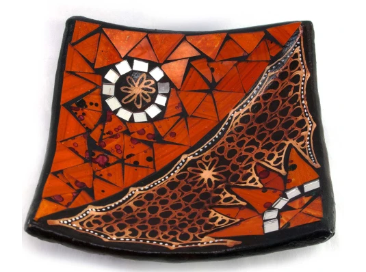 Блюдо терракотовое с мозаикой (19×19×4 см) C купить в интернет магазине подарков ПраздникШоп