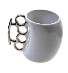 Чашка керамическая «Кастет» белая (10×13×8 см) (350 мл) купить в интернет магазине подарков ПраздникШоп