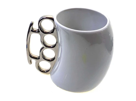 Чашка керамическая «Кастет» белая (10×13×8 см) (350 мл) купить в интернет магазине подарков ПраздникШоп