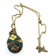 Аромакулон бронзовый с малахитовыми вставками (5.5×4.5×2 см) купить в интернет магазине подарков ПраздникШоп