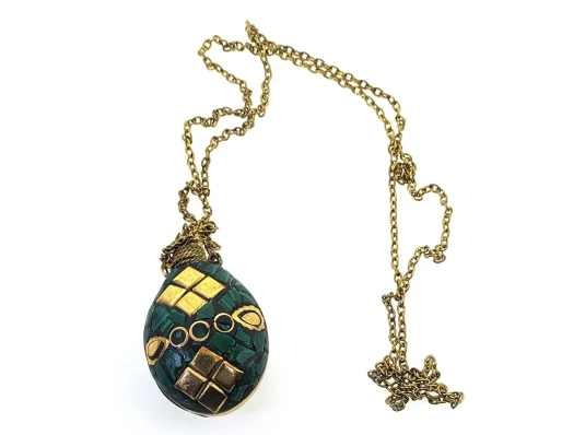 Аромакулон бронзовый с малахитовыми вставками (5.5×4.5×2 см) купить в интернет магазине подарков ПраздникШоп