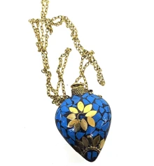 Аромакулон «Сердце» бронзовый инкрустирован бирюзой (5.5×4.5×2 см) купить в интернет магазине подарков ПраздникШоп