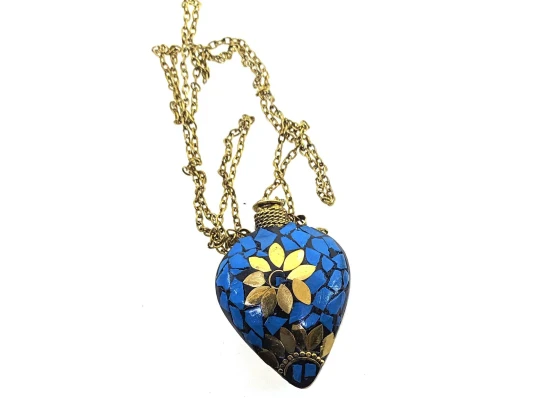 Аромакулон «Сердце» бронзовый инкрустирован бирюзой (5.5×4.5×2 см) купить в интернет магазине подарков ПраздникШоп