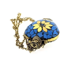 Аромакулон «Сердце» бронзовый инкрустирован бирюзой (5.5×4.5×2 см) купить в интернет магазине подарков ПраздникШоп