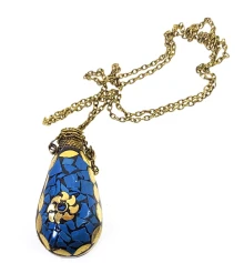 Аромакулон «Капля» бронзовый инкрустирован бирюзой (5.5×4.5×2 см) купить в интернет магазине подарков ПраздникШоп