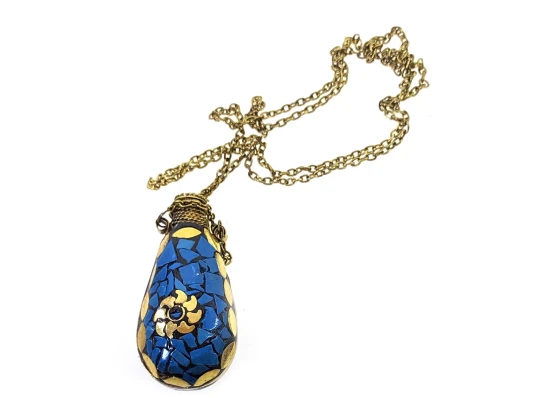 Аромакулон «Капля» бронзовый инкрустирован бирюзой (5.5×4.5×2 см) купить в интернет магазине подарков ПраздникШоп