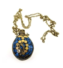 Аромакулон овальный бронзовый инкрустирован бирюзой (5.5×4.5×2 см) купить в интернет магазине подарков ПраздникШоп