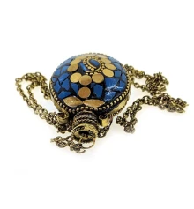 Аромакулон овальный бронзовый инкрустирован бирюзой (5.5×4.5×2 см) купить в интернет магазине подарков ПраздникШоп
