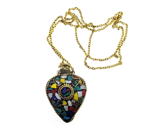 Аромакулон «Сердце» бронзовый инкрустирован камнями (5.5×4.5×2 см) купить в интернет магазине подарков ПраздникШоп