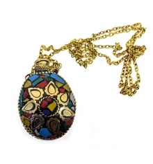 Аромакулон овальный бронзовый инкрустирован камнями (5.5×4.5×2 см) купить в интернет магазине подарков ПраздникШоп