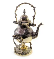 Чайник бронзовый с горелкой на подставке с цветным рисунком (30.5×19×16 см) A купить в интернет магазине подарков ПраздникШоп
