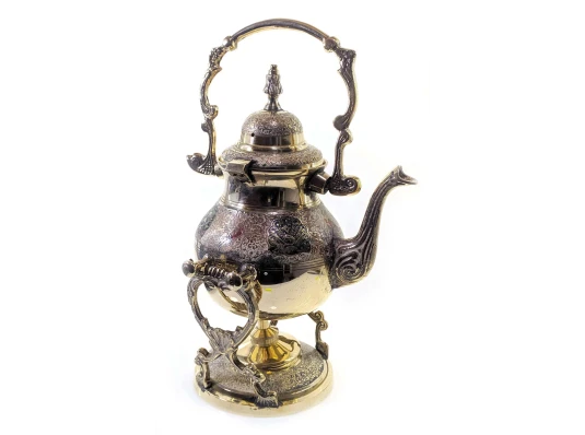 Чайник бронзовый с горелкой на подставке с цветным рисунком (30.5×19×16 см) A купить в интернет магазине подарков ПраздникШоп