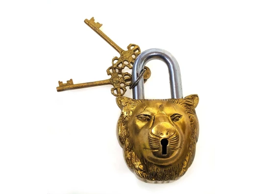 Тибетский бронзовый замок «Лев» (14×8.5×5 см) (730 г) купить в интернет магазине подарков ПраздникШоп
