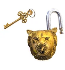 Тибетский бронзовый замок «Лев» (14×8.5×5 см) (730 г) купить в интернет магазине подарков ПраздникШоп