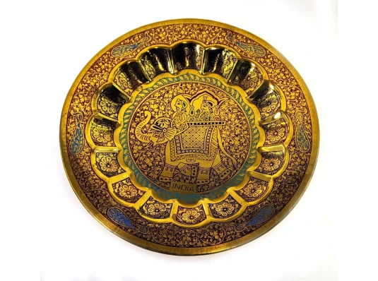 Тарелка бронзовая настенная «Раджа на слоне» (d-18 см) купить в интернет магазине подарков ПраздникШоп