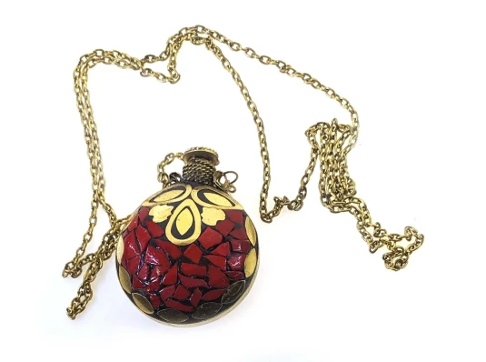 Аромакулон бронзовый инкрустирован красными камнями (5.5×4.5×2 см) купить в интернет магазине подарков ПраздникШоп