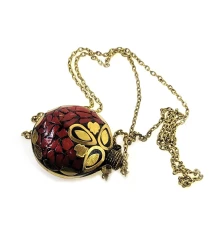 Аромакулон бронзовый инкрустирован красными камнями (5.5×4.5×2 см) купить в интернет магазине подарков ПраздникШоп