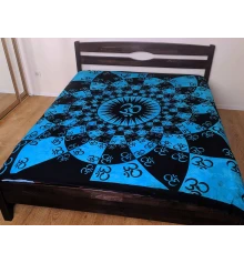 Покрывало хлопковое «ОМ» синее (230×205 см) купить в интернет магазине подарков ПраздникШоп