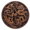 Панно «Дракон и феникс », резное, (d-26.5 см) массив дерева, покрыто патиной, эмалями и лаком