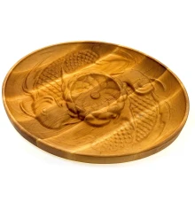 Менажница деревянная «Карпы и Лотос» (28.5×25×2 см) массив дерева купить в интернет магазине подарков ПраздникШоп