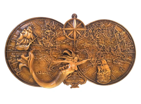 Панно резное «морская карта с русалкой» купить в интернет магазине подарков ПраздникШоп