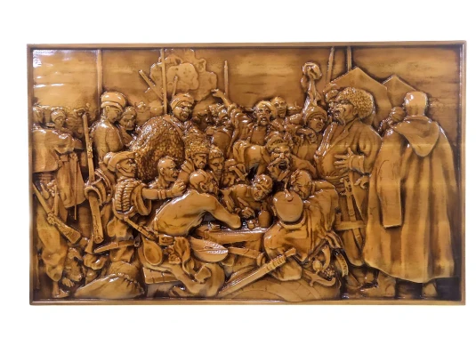 Панно «Козаки пишут письмо турецкому султану» массив дерева купить в интернет магазине подарков ПраздникШоп