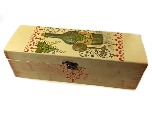 Футляр для бутылок с барменским ножом «Бутылка Вина» (массив дерева расписан вручную 36×11.5×11.5 см) купить в интернет магазине подарков ПраздникШоп