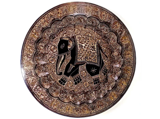 Тарелка бронзовая настенная «Слон» (d-49 см) купить в интернет магазине подарков ПраздникШоп