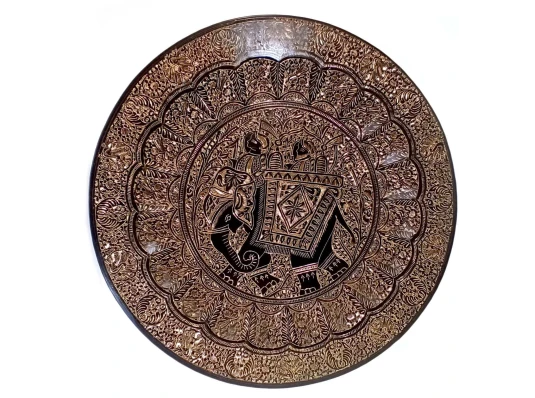 Тарелка бронзовая настенная «Раджа на слоне» (48.5 см) купить в интернет магазине подарков ПраздникШоп