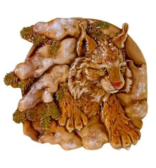 Панно «Рысь» (31×29×2.4 см)из натурального дерева купить в интернет магазине подарков ПраздникШоп