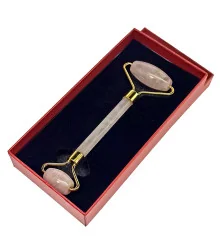 Массажер для лица из розового кварца двусторонний (14.5×6×2 см) купить в интернет магазине подарков ПраздникШоп