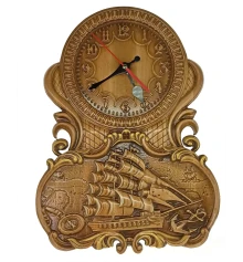 Панно резное «Часы с парусником» купить в интернет магазине подарков ПраздникШоп