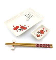 Сервиз для суши «Красная сакура на белом фоне» (28×14 см) (1 персона) купить в интернет магазине подарков ПраздникШоп