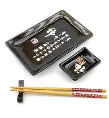 Сервиз для суши «Иероглифы на черном фоне» (28×14 см) (1 персона) купить в интернет магазине подарков ПраздникШоп