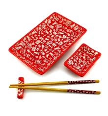 Сервиз для суши «Иероглифы на красном фоне» (28×14 см) (1 персона) J купить в интернет магазине подарков ПраздникШоп