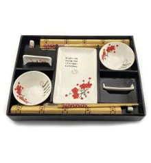 Сервиз для суши «Красная сакура а белом фоне» (2 персоны) (39×27.5×5.5 см) купить в интернет магазине подарков ПраздникШоп