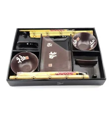 Сервиз для суши «Иероглифы на шоколадном фоне» (2 персоны) (39×27.5×5.5 см) купить в интернет магазине подарков ПраздникШоп