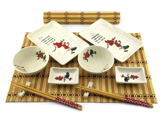 Сервиз для суши «Птица на ветке сакуры» (2 персоны) (39×27.5×5.5 см) купить в интернет магазине подарков ПраздникШоп