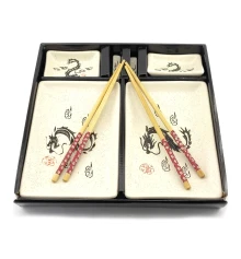 Сервиз для суши «Драконы на белом фоне» (2 персоны) (28×28.3×3.5 см) купить в интернет магазине подарков ПраздникШоп