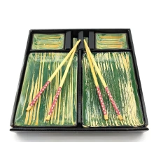 Сервиз для суши «Жёлто зеленый» (2 персоны) (28×28.3×3.5 см) купить в интернет магазине подарков ПраздникШоп