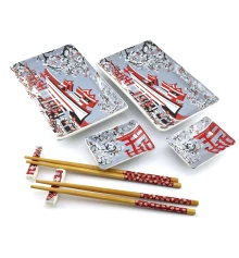 Сервиз для суши «Цветение сакуры» (2 персоны) (28×28.3×3.5 см) купить в интернет магазине подарков ПраздникШоп