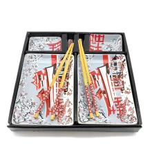 Сервиз для суши «Цветение сакуры» (2 персоны) (28×28.3×3.5 см) купить в интернет магазине подарков ПраздникШоп